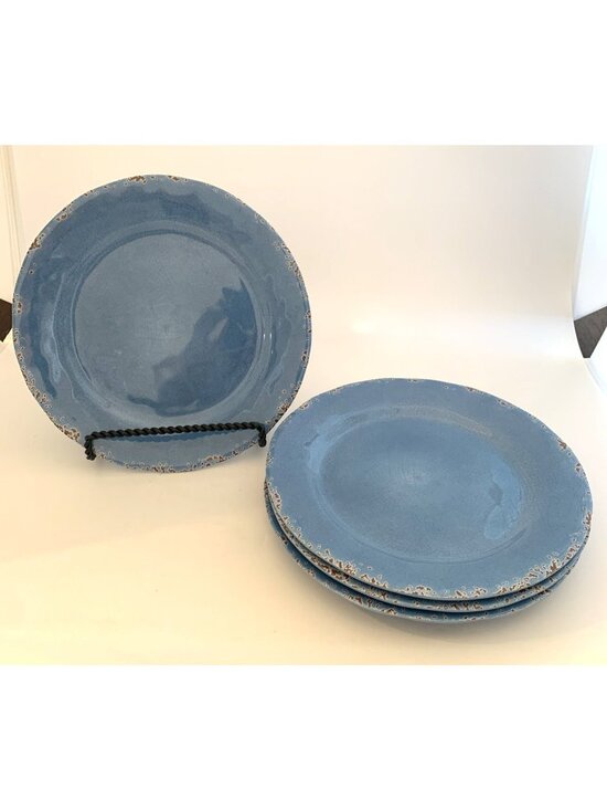 Tommy Bahama Other - Set of 4 Tommy Bahama Crackle Melamine Salad Plates 9" Blue Aqua Rustic